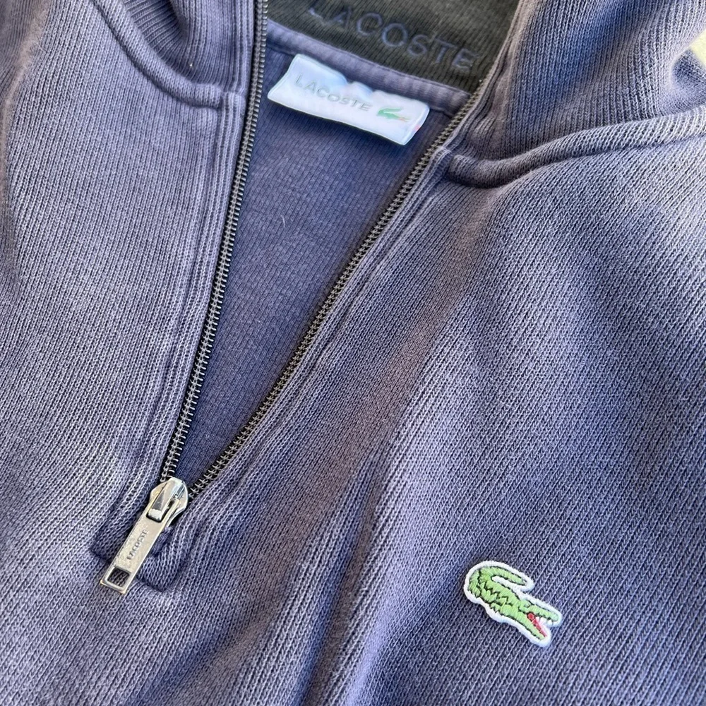 Lacoste Sweater 1/4 Zip Cotton Pockets Men Size XXL Navy Blue